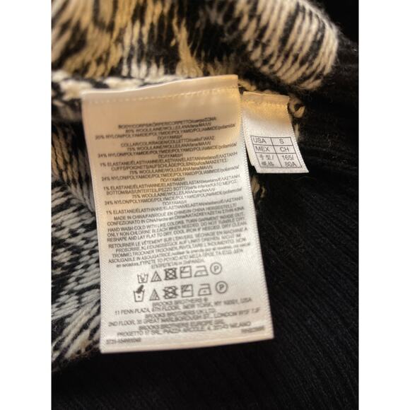 Brooks Brothers Wool Blend Black & White Snowflake V-Neck Sweater Size Small - Picture 8 of 9